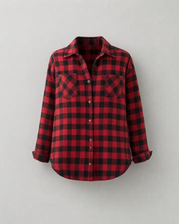 Zeagoo Plaid Flannel Button Down Shirt, black and red plaid, product photo