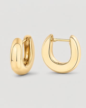 PAVOI Chunky Huggie Earrings, 14K gold plated, product photo